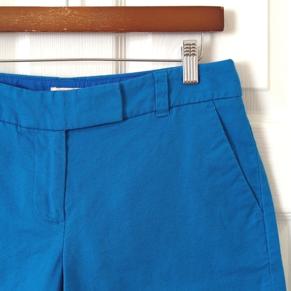 J. Crew Lightweight Linen & Cotton Blend Mid Rise Scalloped Hem Shorts Blue 2 - Picture 6 of 10